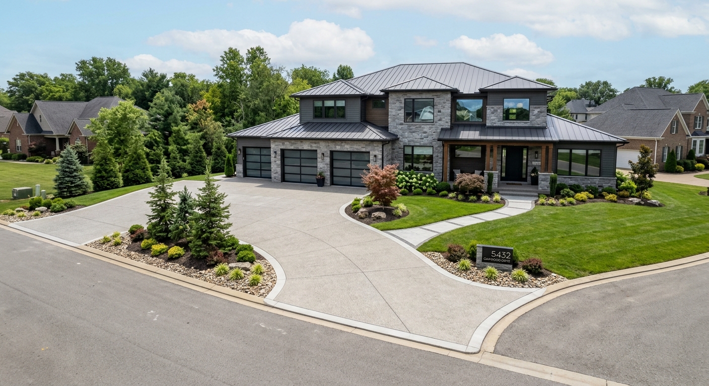 New concrete driveway installation